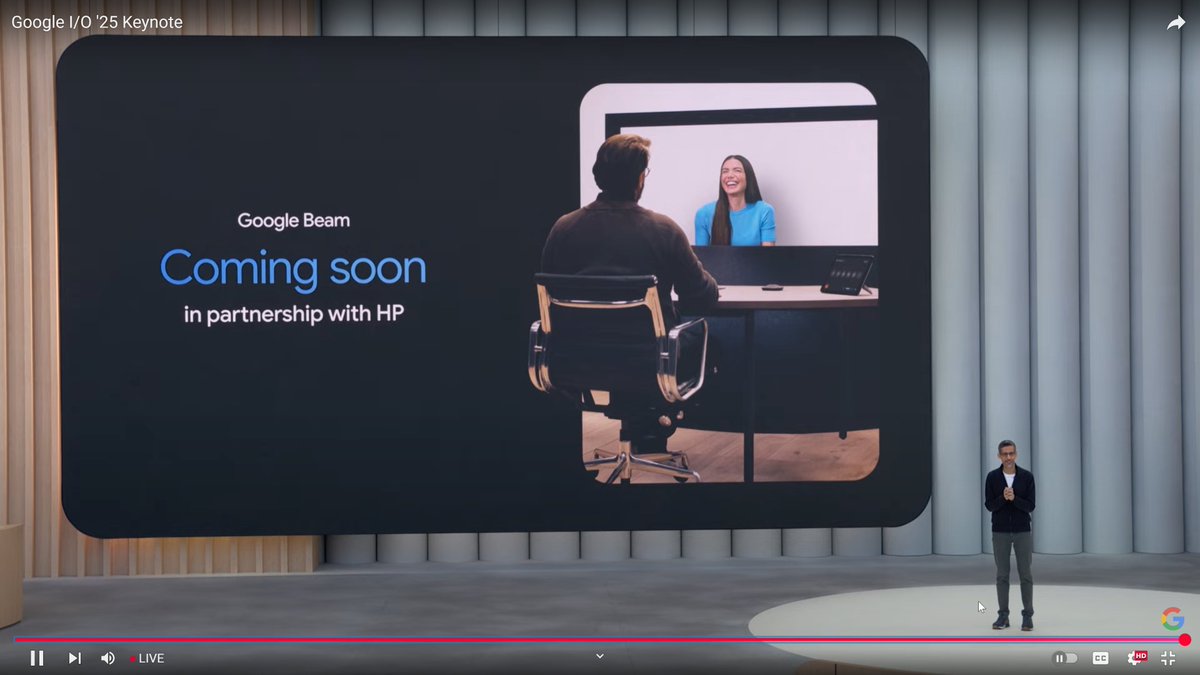 Google's Project Starline lightfield teleconferencing prototype is getting productized into Google Beam, an enterprise-focused 3D display with 6 cameras that uses AI to create an immersive holographic effect. Should be great for one-on-one virtual meetings that feel co-located.