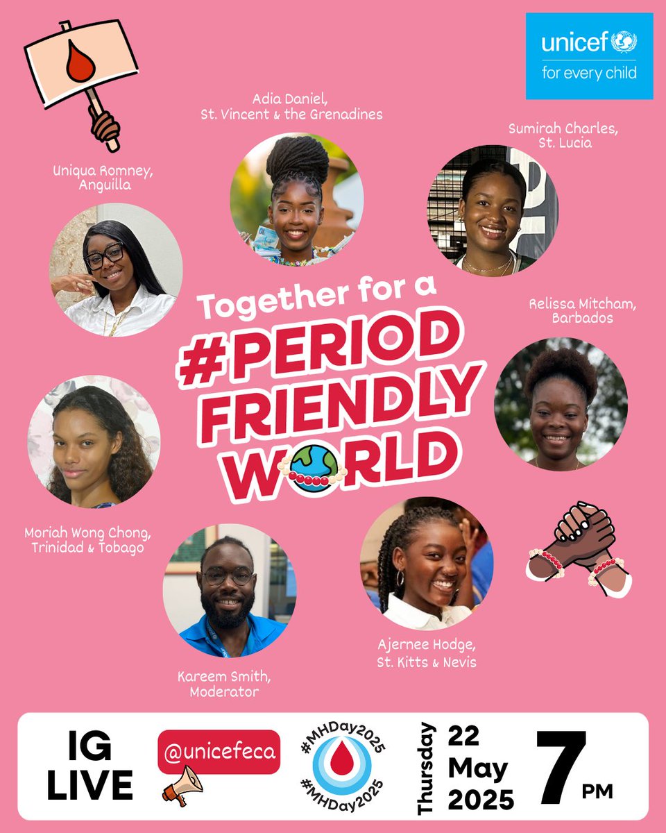 This Thursday, 22 May at 7pm, head over to @unicefeca for an important IG live with girls from across the ECA ahead of World Menstrual Hygiene Day.

Let’s break the silence, challenge stigma and work towards a world where no one is held back because of their period.