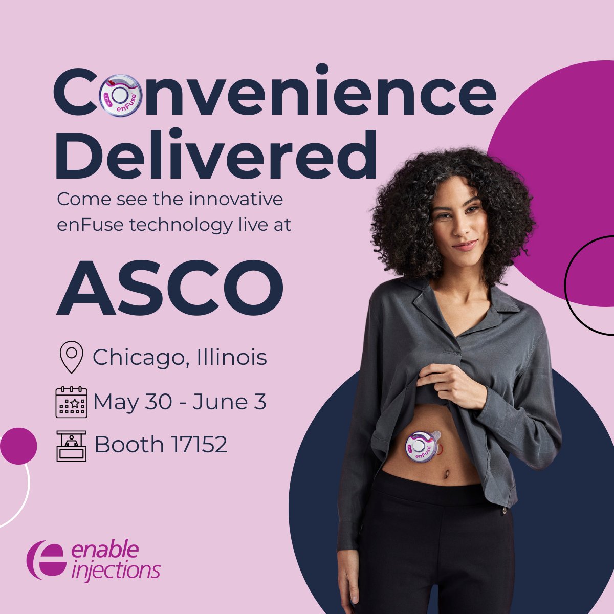 Join us at American Society of Clinical Oncology (ASCO) 2025 Annual Meeting next week in Chicago, Illinois, May 30 - June 3! Visit Booth 17152 to learn more about the innovative enFuse drug delivery system or request a meeting: lnkd.in/eKacC7Xp 
#ASCO #drugdelivery #enFuse