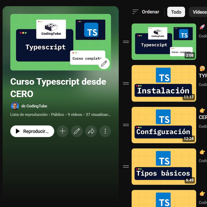 CodingTube's tweet image. Este curso de TYPESCRIPT es uno de los beneficios de ser miembro de CodingTube 💪 Tu también puedes acceder a este beneficio haciendo clic aquí: youtube.com/CodingTube/join