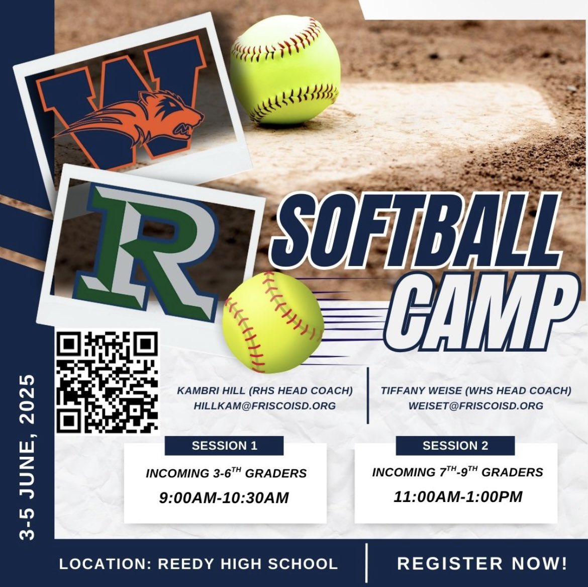 Camp is right around the corner! Use the QR code to get signed up or head to friscoisd.store.rankone.com/Camp/List