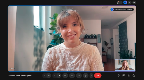engadget's tweet photo. The next demo is on-the-fly translation powered by Gemini. Google is showing two people, one speaking English and one speaking Spanish, conversing almost in real time. English and Spanish translation is now available in Google Meet. #GoogleIO https://t.co/DXZWND8eFa
