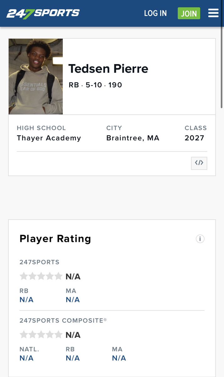 TedsenP's tweet image. I am very honored to have been given a page on 24/7 Sports for the chance to earn rankings, starts, etc.
@CoachToussaint @NE6FB_Recruits