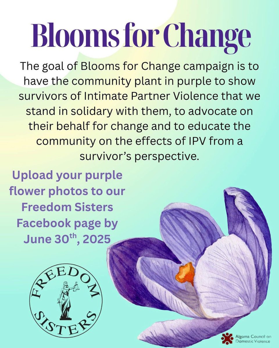 🪻 Blooms for Change 🪻

Visit the Freedom Sisters' display at Station Mall (beside Spencer's) May 19-23. A powerful symbol of solidarity, advocacy &amp; education on Intimate Partner Violence (IPV) 💜

📸 Take a pic &amp; enter to win prizes! 
Let's bloom for change! 🪻 #BloomsForChange