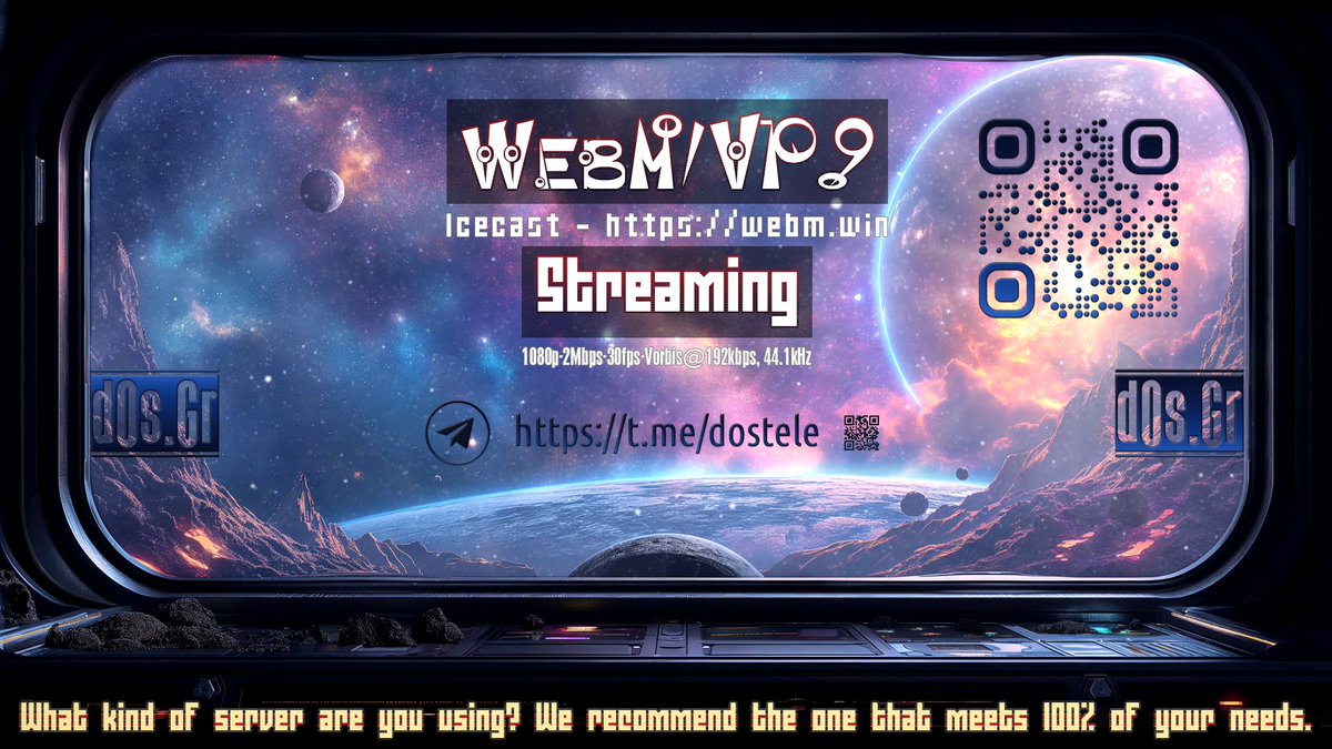 www_dos_gr's tweet photo. 🌐 Live 1080p/2K TV via Icecast! Open WebM + VP9 – browser-native, no plugins.
✅ Chrome, Firefox, Edge, Safari (iOS15+), Android
👉 Demo: https://t.co/SrVVkWsG3x
👉 Status: https://t.co/mf1fXORv8b
🔗 More: https://t.co/oApQiRnAtw
#WebM #Icecast #VP9 #HTML5 #Streaming #OpenSource https://t.co/aoJSh9f9h2