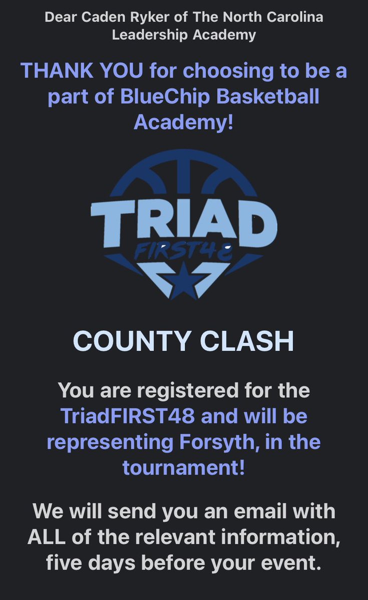 Caden Ryker (@c_ryker3) on Twitter photo Blessed to receive an invite 🙏🏼
<a href="/TriadBlueChip/">Blue Chip Basketball Academy</a>
<a href="/VillainsCoach/">Josh Thompson</a>
<a href="/PrepHoopsNC/">Prep Hoops North Carolina</a>
#AGTG Blessed to receive an invite 🙏🏼
<a href="/TriadBlueChip/">Blue Chip Basketball Academy</a>
<a href="/VillainsCoach/">Josh Thompson</a>
<a href="/PrepHoopsNC/">Prep Hoops North Carolina</a>
#AGTG