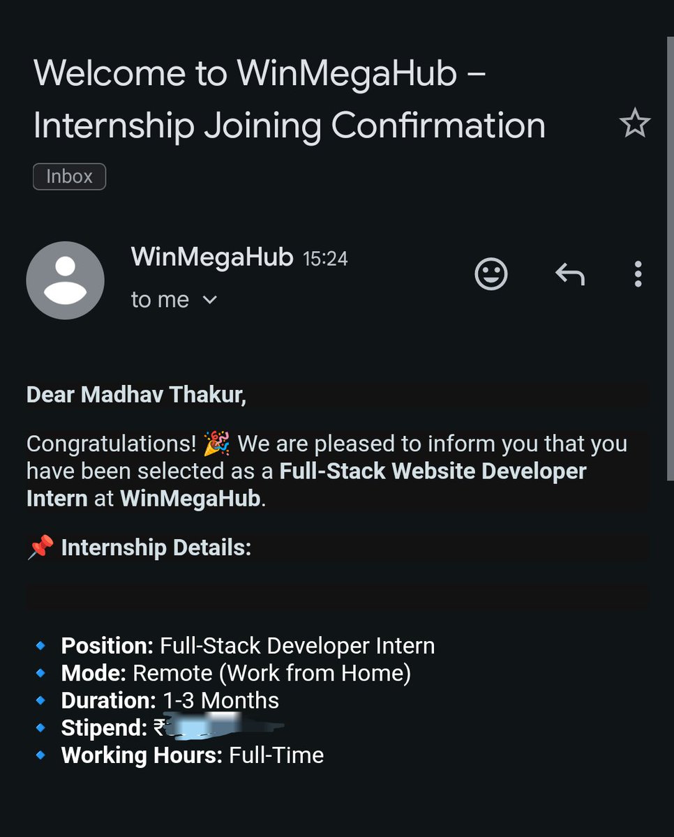 newbie_coder10's tweet image. 🥳🎉 Happy to share that I got a paid internship offer as a Fullstack developer. Thank you @piyushgarg_dev