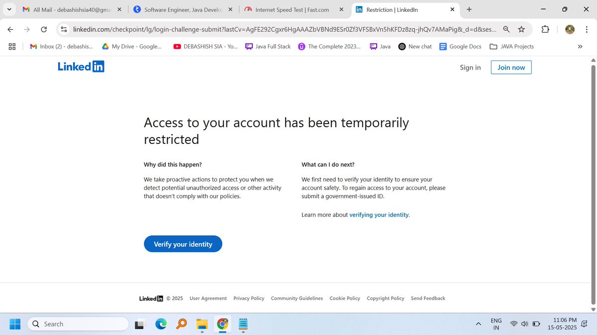 Debashish_02's tweet photo. @Gurudevnk16 @TheOfficialSBI Hey @LinkedIn my account has been unfairly restricted, and I haven't received any response despite multiple attempts. This is affecting my job search and professional networking. Please help! 🙏 #LinkedIn #LinkedInHelp #JobSearch #TechTwitter #LinkedInSupport #AccountRestricted https://t.co/0wOltQZEQk