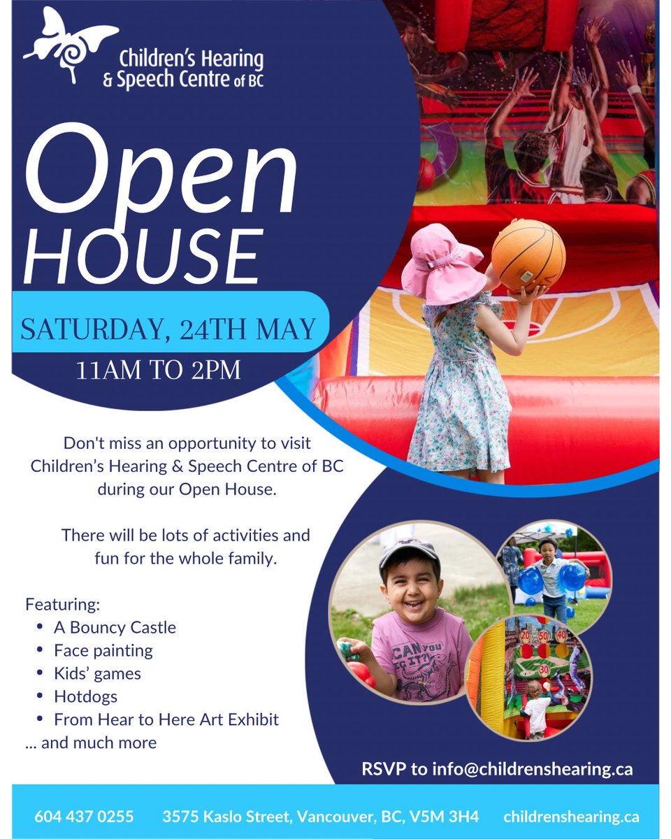 Don’t miss an opportunity to visit Children’s Hearing &amp; Speech of BC during their Open House! 

#OpenHouse #ArtExhibit #ChildrensHearing #Vancouver