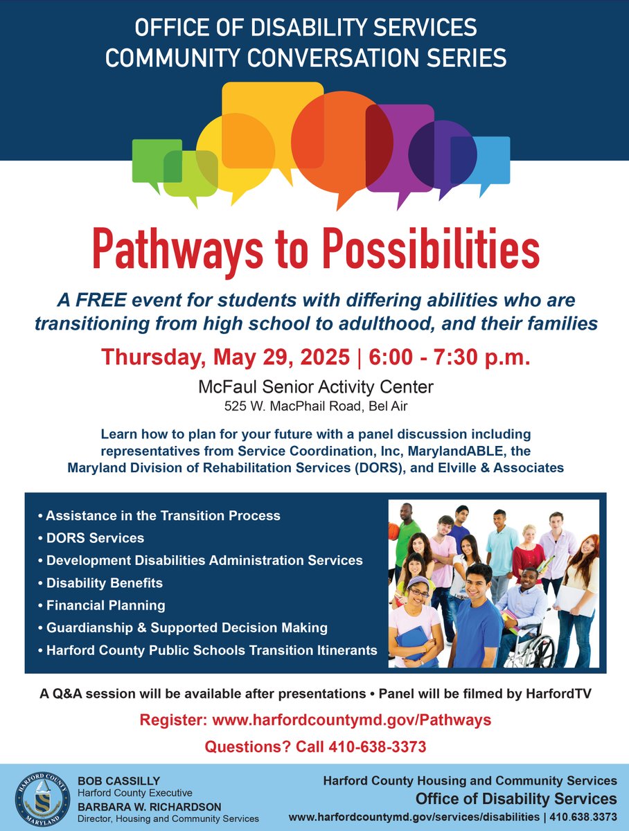 Harford County to Host May 29 Event for Students with Differing Abilities Transitioning to Adulthood
harfordcountymd.gov/ArchiveCenter/…