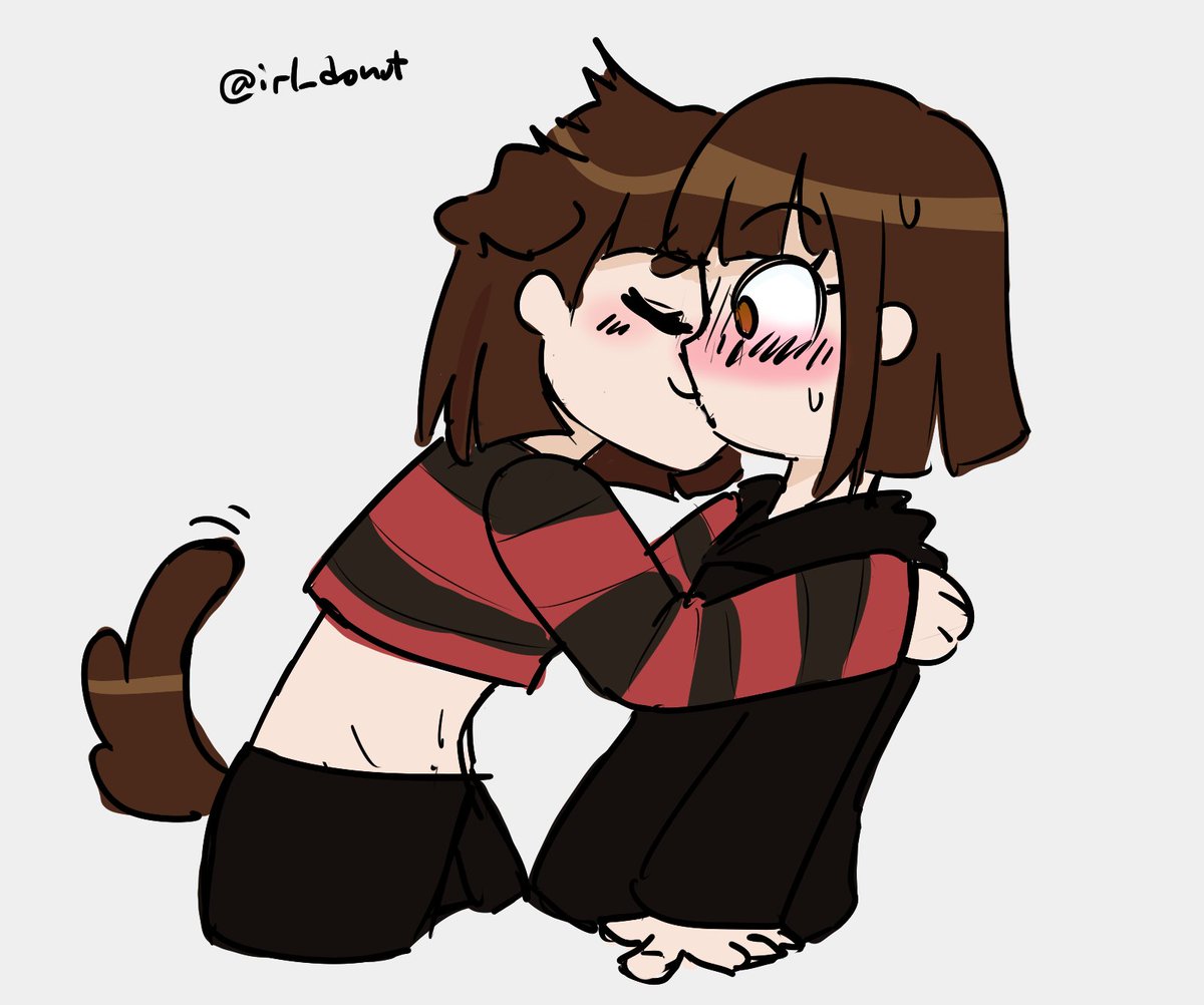 women kissing puppy girl style