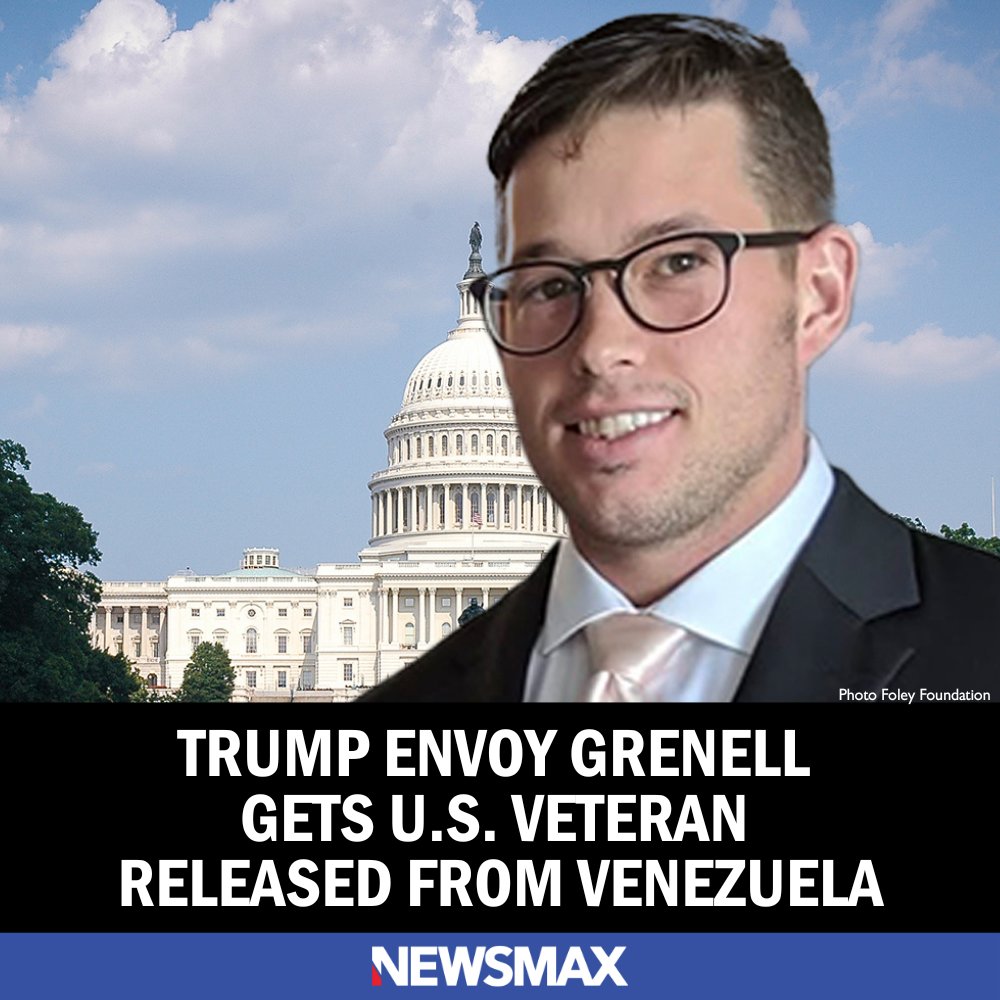 NEWSMAX's tweet photo. A U.S. Air Force veteran unlawfully imprisoned in Venezuela was released after secret talks between dictator Nicolás Maduro's representatives and President Trump's special envoy, Ric Grenell, Newsmax has learned. 
MORE: https://t.co/Tb1Zoop44o https://t.co/8TZZG5r9tv