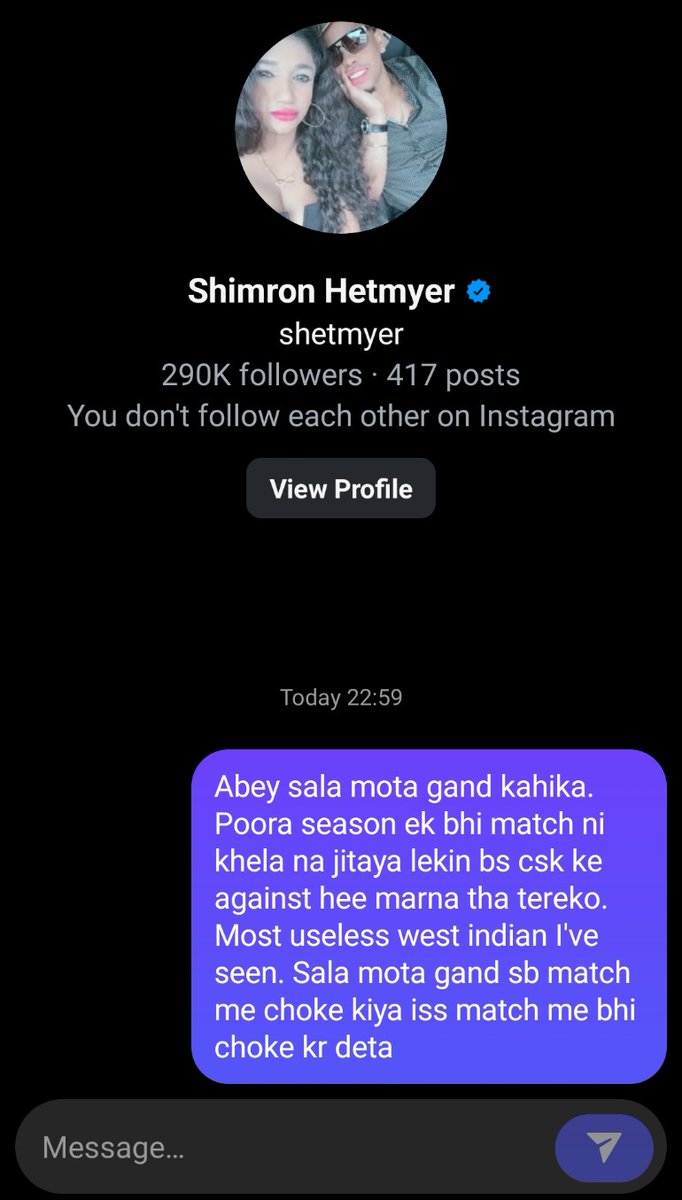 KingNobilian's tweet photo. Hetmyer bsdk

#cskvsrr #dhoni #csk https://t.co/nlTfsIDQP1