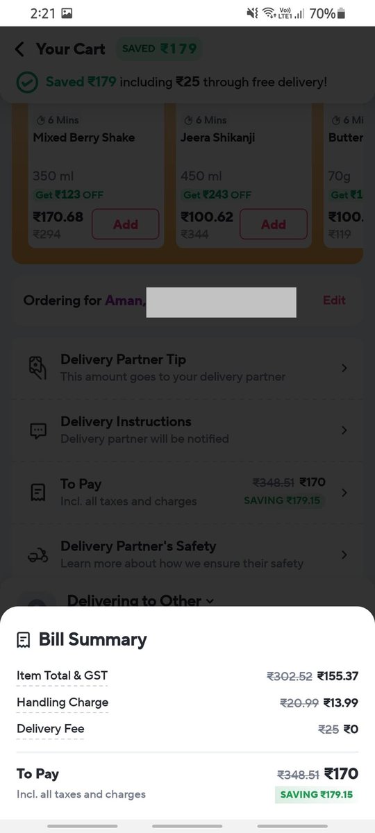 singhcaaman's tweet photo. Hey @ZeptoNow @zeptocares Can you explain the calculation to me? https://t.co/gVQOJvi7fj