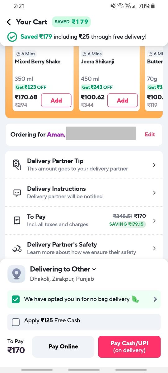 singhcaaman's tweet photo. Hey @ZeptoNow @zeptocares Can you explain the calculation to me? https://t.co/gVQOJvi7fj