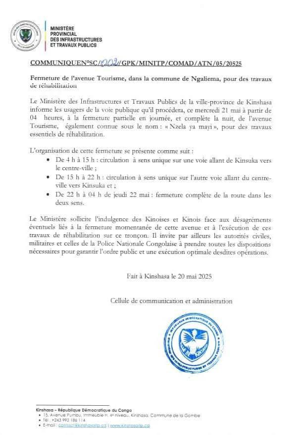alaunerdc's tweet photo. Voici les nouvelles dispositions routières de l'avenue du Tourisme (Nzela ya Mayi) https://t.co/AhyHWuLUgi