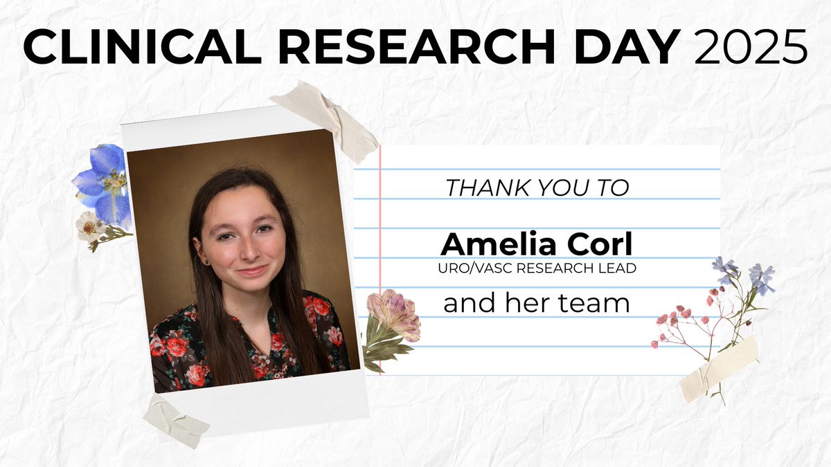CUVascularSurg's tweet image. It&apos;s #ClinicalResearchDay, an opportunity to recognize the work being done in clinical research—and those who make it possible.

Shoutout to the amazing Amelia Corl, our research lead, for doing the huge amount of behind the scenes work to make clinical research possible!
