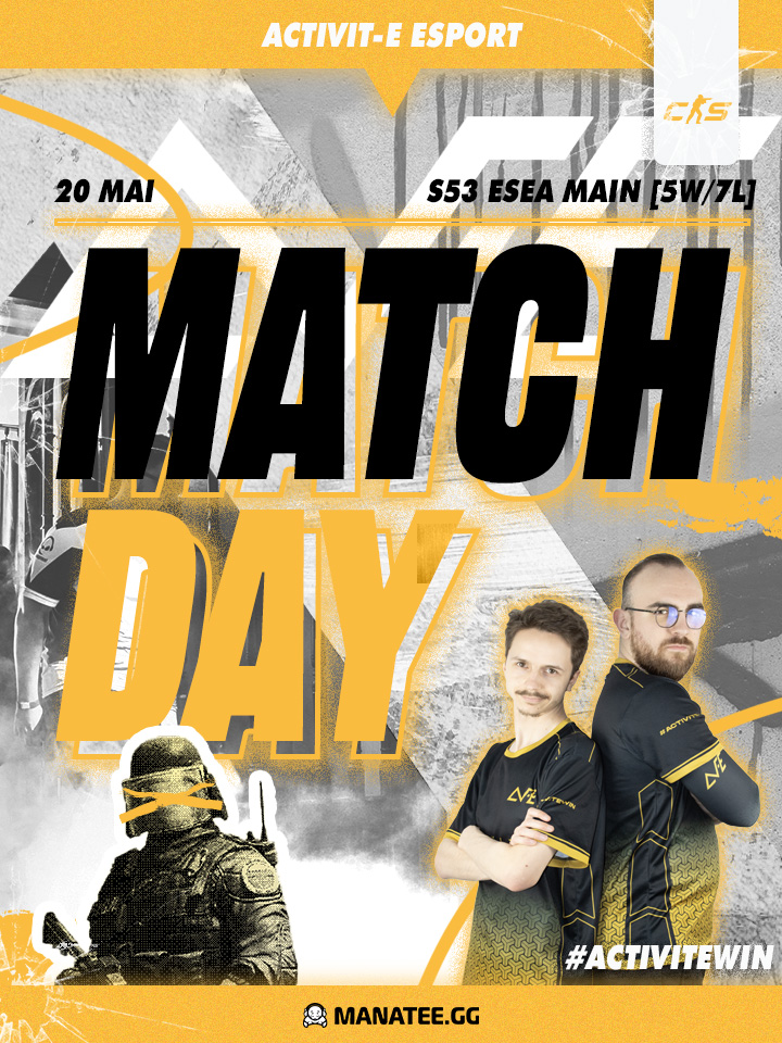ACTIVIT-E (@esportactivite) on Twitter photo 💣#CS2 | S53 <a href="/ESEA/">ESEA League</a> MAIN
Ce soir, c'est DO or DIE !
Match important pour la suite de la saison 👊
⏰ 20h
🆚 BOIETS
🎙️ Pas de cast prévu pour le moment, mais cela peut encore changer. On vous tient au courant ! 💣#CS2 | S53 <a href="/ESEA/">ESEA League</a> MAIN
Ce soir, c'est DO or DIE !
Match important pour la suite de la saison 👊
⏰ 20h
🆚 BOIETS
🎙️ Pas de cast prévu pour le moment, mais cela peut encore changer. On vous tient au courant !