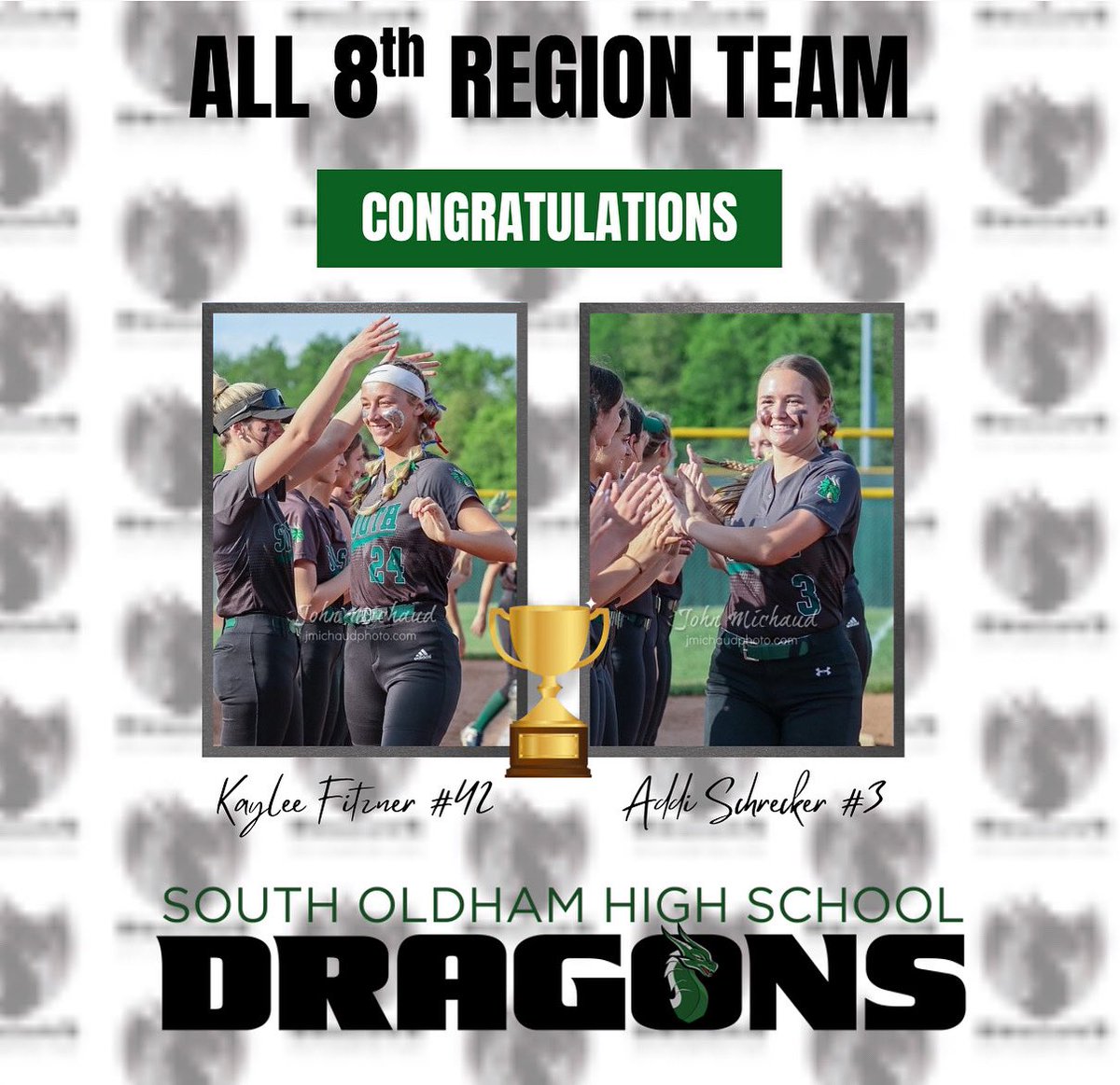 Congratulations to Kaylee Fitzner and Addi Schrecker for making the All 8th Region Team!  We are so proud of all your hard work and dedication🐉