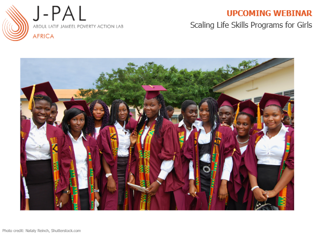 Population Council (@pop_council) on Twitter photo The Pop Council’s <a href="/GIRLCenterPC/">GIRL Center</a> will join <a href="/JPAL_Africa/">J-PAL Africa</a> & partners for a webinar to explore how to design & scale life skills programs that lead to lasting impact for girls.
📅: May 22
🕒: 1:00–2:30 PM GMT | 2:00–3:30 PM WAT | 4:00-5:30 PM EAT
🔗 : bit.ly/4klC5HW The Pop Council’s <a href="/GIRLCenterPC/">GIRL Center</a> will join <a href="/JPAL_Africa/">J-PAL Africa</a> & partners for a webinar to explore how to design & scale life skills programs that lead to lasting impact for girls.
📅: May 22
🕒: 1:00–2:30 PM GMT | 2:00–3:30 PM WAT | 4:00-5:30 PM EAT
🔗 : bit.ly/4klC5HW