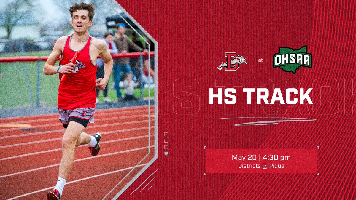 Today is MEET DAY! Your HS Track team travels to Piqua HS for the 1st day of the District Meet. Events start at 4:30 pm #runlikeahound #throwlikeahound