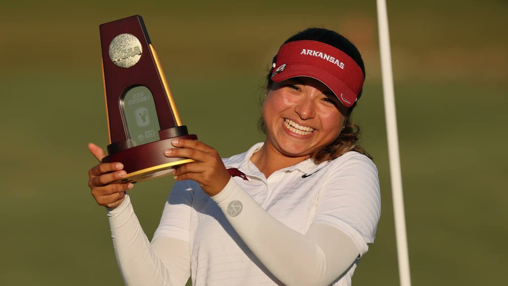 Spirit Golf Association (@thespiritgolf) on Twitter photo Congratulations to 2024 #SpiritAlum Maria JosƩ Marin on winning the 2025 NCAA Division 1 Golf Individual Championship!
She joins fellow #SpiritAlums Maria Fassi (2015) and Stacy Lewis (Captain) as NCAA Champions from <a href="/RazorbackWGolf/">Arkansas Women's Golf</a>. Congratulations to 2024 #SpiritAlum Maria JosƩ Marin on winning the 2025 NCAA Division 1 Golf Individual Championship!
She joins fellow #SpiritAlums Maria Fassi (2015) and Stacy Lewis (Captain) as NCAA Champions from <a href="/RazorbackWGolf/">Arkansas Women's Golf</a>.