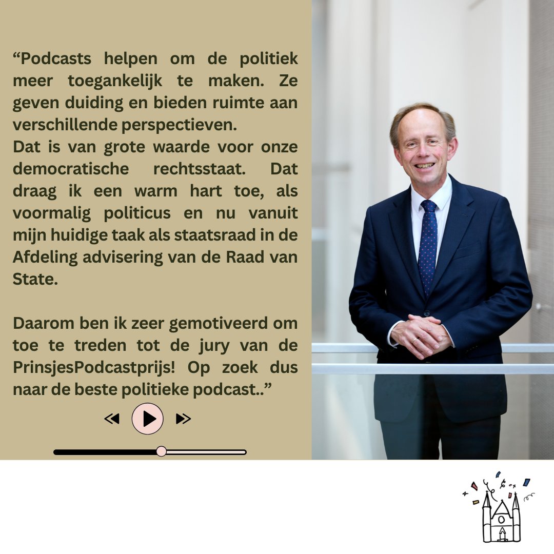 📣 MEET THE JURY!
Vandaag stellen we je voor aan juryvoorzitter van de PrinsjesPodcastprijs <a href="/keesvdstaaij/">Kees van der Staaij</a>: voormalig politicus en nu staatsraad bij de Raad van State.
Wat maakt de politieke podcast zo waardevol? Kees deelt zijn kijk! 🎙️🏛️ #PrinsjesPodcastPrijs