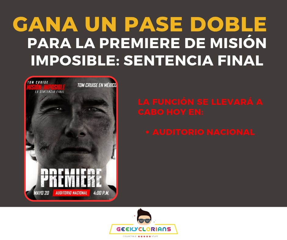 Geekyclorians's tweet image. 🍿🥷 DINÁMICA Exprés!
GANA un PASE DOBLE para la premier de #MisionImposible y ver a Tom Cruise

🥷Da 🔄 y ❤️
🥷Síguenos en X, IG y tik tok
🥷Dinos: ¿que es lo que más esperas de esta cinta? y arroba a tu acompañante.
¡Mucha suerte! 🥷🙌🏻
#MisionImposible La Sentencia Final
