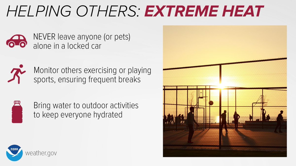Children, the elderly, and those with chronic illness are especially vulnerable to heat exposure. Learn the signs of heat-related illnesses at weather.gov/safety/heat-il… #NIHHIS #HeatSafety