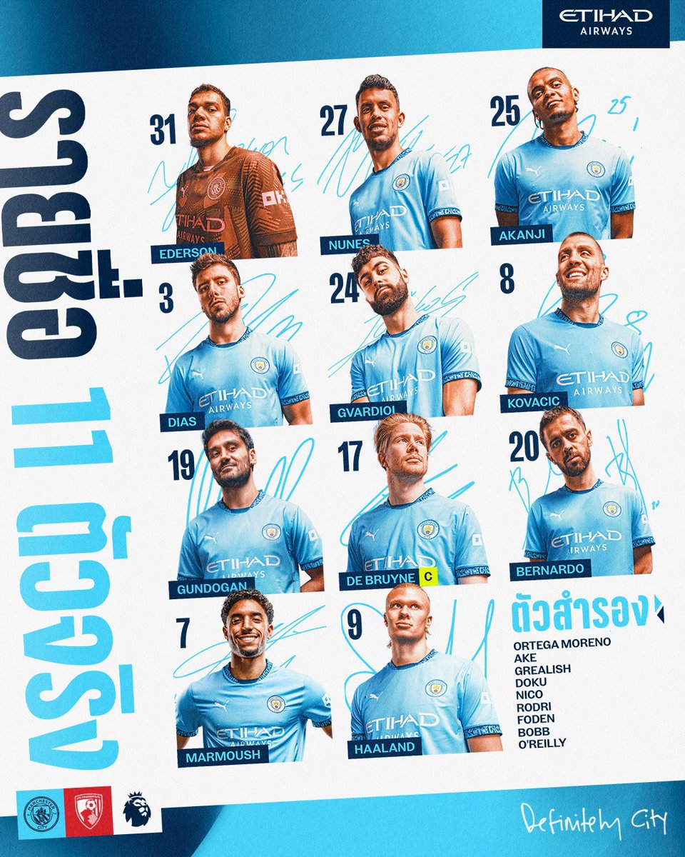 ManCityTH's tweet photo. รายชื่อทีมซิตี้ของคุณค่ำคืนนี้ 📋

#ManCityTH | @etihad https://t.co/i4Y0peSyC0