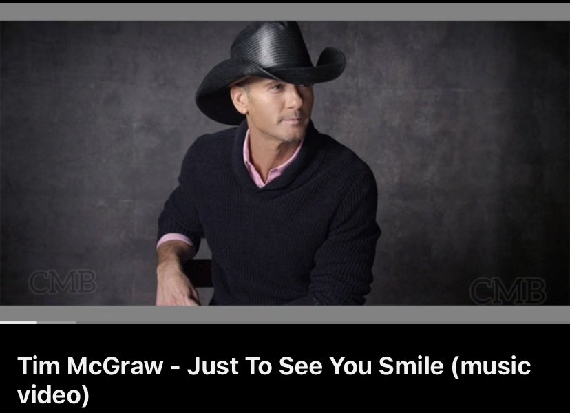 A sweet friend sent this to me, she’s awesome!

Tim McGraw - Just To See You Smile (music video) youtu.be/WI1xXDoZDWY?si… via <a href="/YouTube/">YouTube</a>