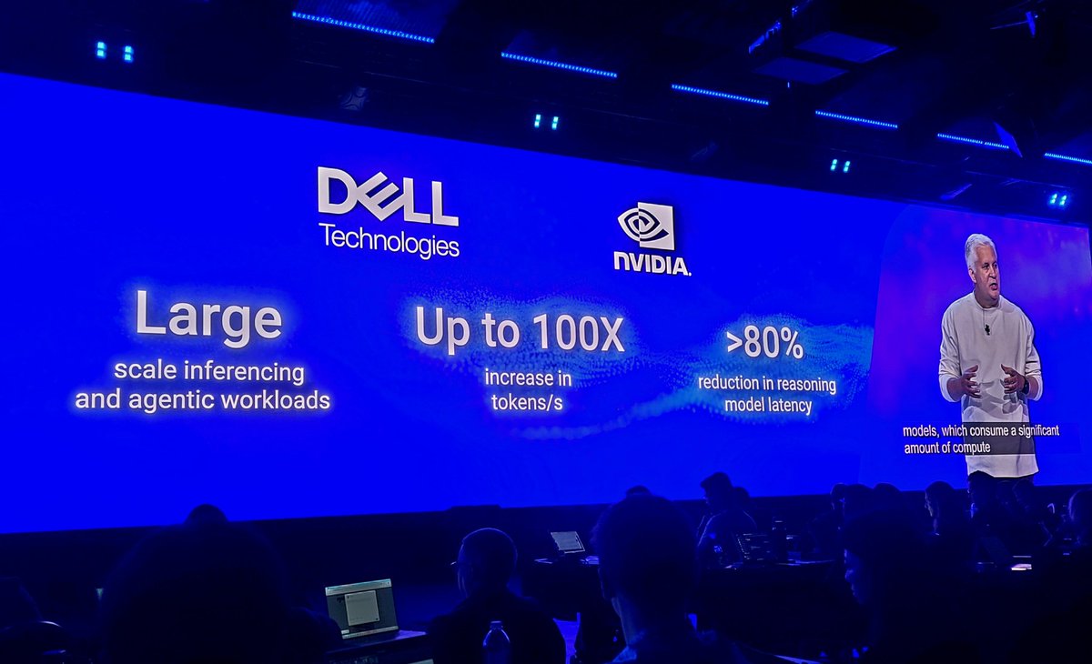 MarcoChiappetta's tweet image. Project Lightning, which @DellTech claims will be the fastest parallel data system in the world, was just announced at #DellTechWorld , offering up to a 100x increase in tokens/s with >80% reduction in reasoning model latency.