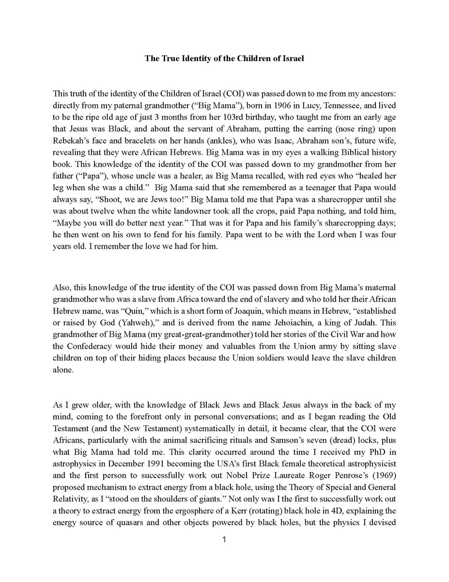 RevaKayAstro's tweet image. The True Identity of the Children of Israel

#AmericanHistory #BlackTwitter #Astrophysicists #Astrophysics #Astronomy #BlackHistory #Quasars #QuasarScience #BlackHoles #BlacksInSTEM #GeneralRelativity #Science #KerrBlackHoles #RotatingBlackHoles #BlackScientists…