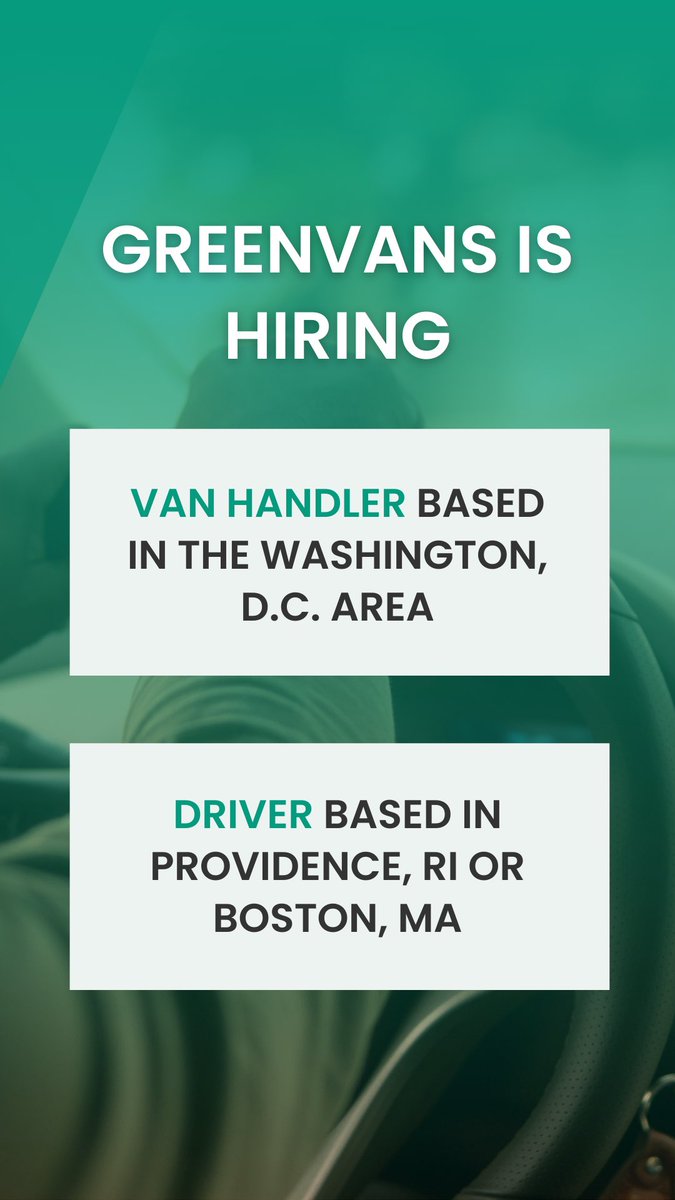 greenvans's tweet image. We are hiring! If you or anyone you know based in either the DC or the Providence/Boston area are interested in working at Greenvans, share and hit the link.

• WASHINGTON DC 
bit.ly/43azWt2

• PROVIDENCE/BOSTON
bit.ly/4eVZXj4