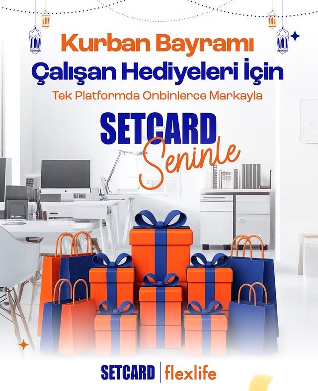 cevcimen's tweet photo. Kurban Bayramı hediyelerinizi, tek platform ile onlarca kategoriden onbinlerce markayla çözerken; Setcard Flexlife’ın şirketinize sağladığı %45 vergi avantajından faydalanın.

Bayram mutluluğuyla, #SetcardSeninle. 💙 https://t.co/w8JV4X5rwr