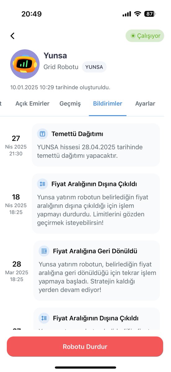 📉 “Hisse yatay gidiyor, ne yapsam kazanmıyor…”
🤖 GridBot tam da bunun için var: fiyat dalgalandıkça otomatik al-sat yapar, kâr fırsatlarını kaçırmaz.

📱 Roboritma’yı indir, GridBot’unla piyasayı yakala.
👉 Marbaş hesabını aç, ücretsiz kullan!

indir: roboritma.com/indir.html