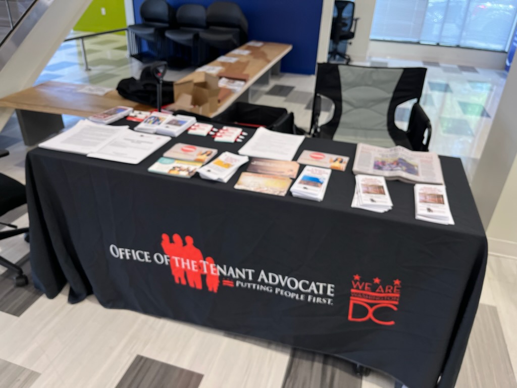 OTA is providing resources to tenants and staff at the DHS Service Center in Anacostia. Find us at DHS Service Centers 3 Tuesdays a month throughout the city!