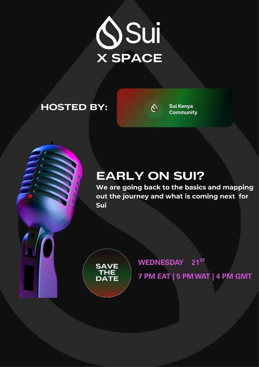 Back to Basics! Let’s talk.

Tomorrow at 7PM EAT, we’re hosting an open community conversation. 

Let's break down the vision behind the <a href="/SuiNetwork/">Sui</a>, the progress on that vision 2 years in and exciting ways you can plug in to Sui

❓ And if you’re new — bring all your questions!