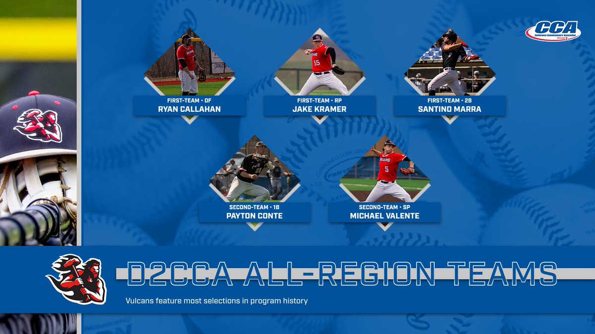 BASE: Baseball features program-record five honorees on D2CCA All-Region Teams | Trio of Callahan, Kramer and Marra earn first-team honors

🔗 tinyurl.com/jstk3wan