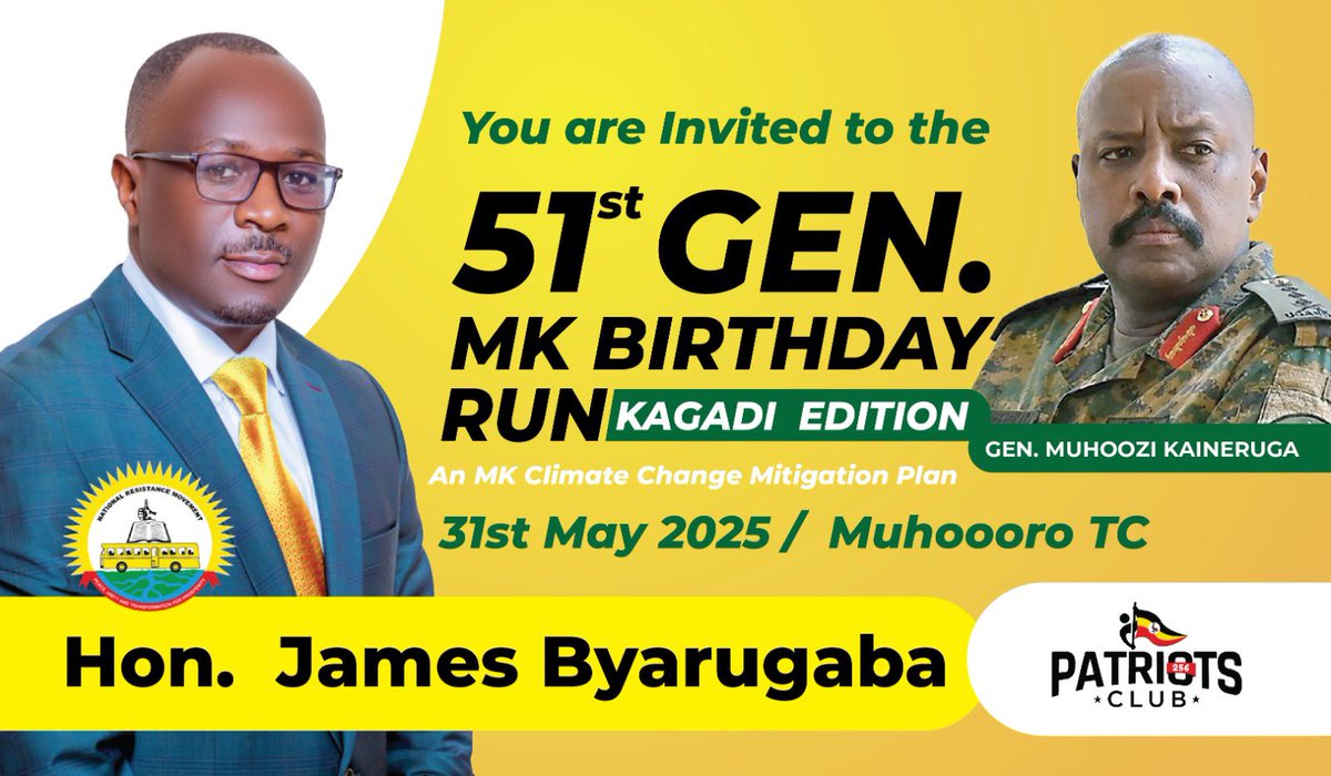 Patriots Club (@patriotsclubug) on Twitter photo 31st May 2025, all roads lead to Kagadi, Muhooro TC for the continuation of the General <a href="/mkainerugaba/">Muhoozi Kainerugaba</a> Climate change mitigation plan.
BE THERE🤝🇺🇬❤️ 31st May 2025, all roads lead to Kagadi, Muhooro TC for the continuation of the General <a href="/mkainerugaba/">Muhoozi Kainerugaba</a> Climate change mitigation plan.
BE THERE🤝🇺🇬❤️