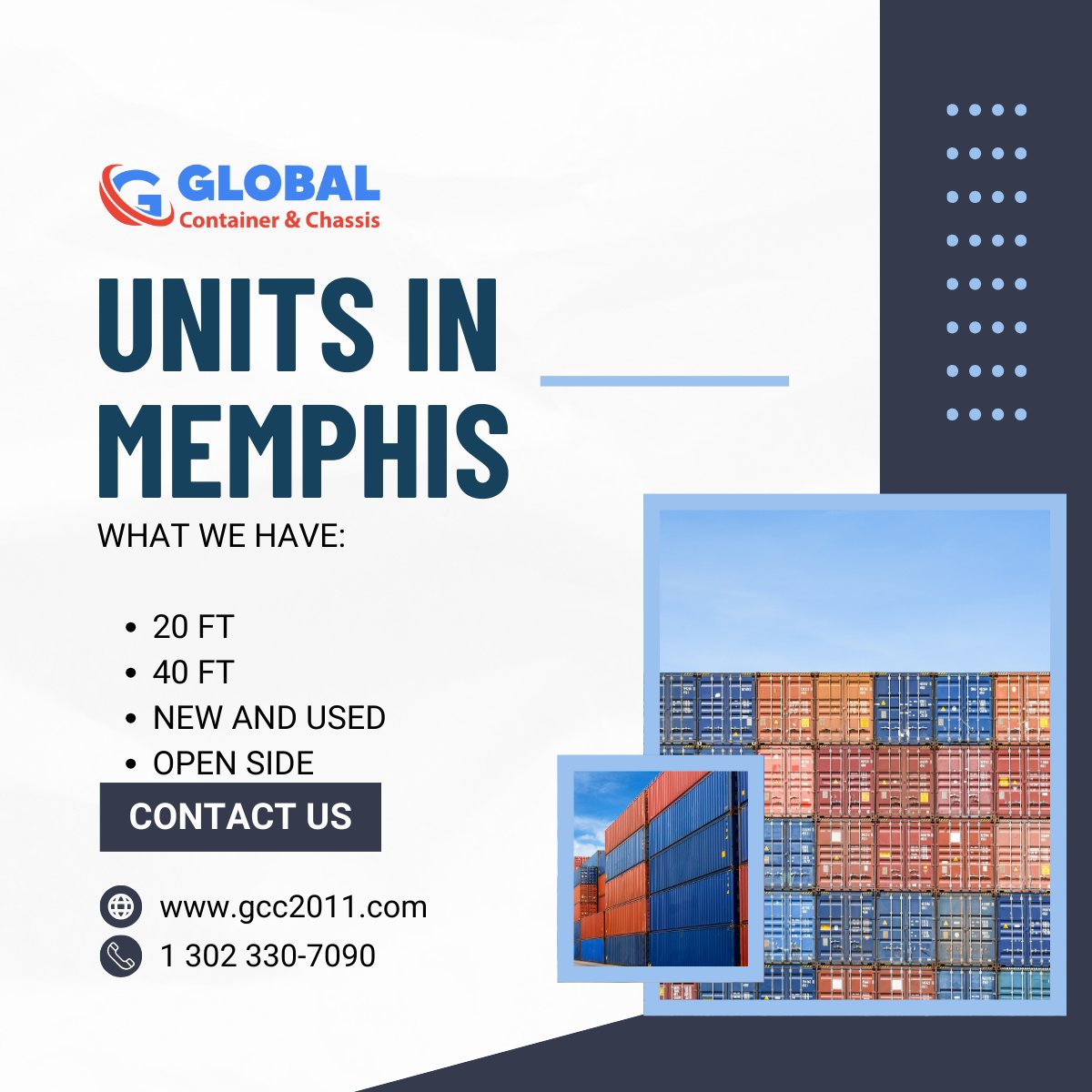 One Solution, Endless Possibilities.

Contact us for more details.
For inquiries and faster transactions call us at:
☎️ 1 (302)330-7090
#GCCHaul #GlobalContainers #GCCHotOffers