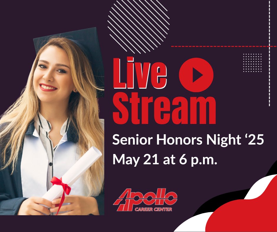The 2025 Senior Honors Night will be streamed live at 6 p.m., May 21 on YouTube (no login required) There will also be a link on the high school home page. If you can't catch it live,  we will upload it to our YouTube channel for you to watch at your convenience.