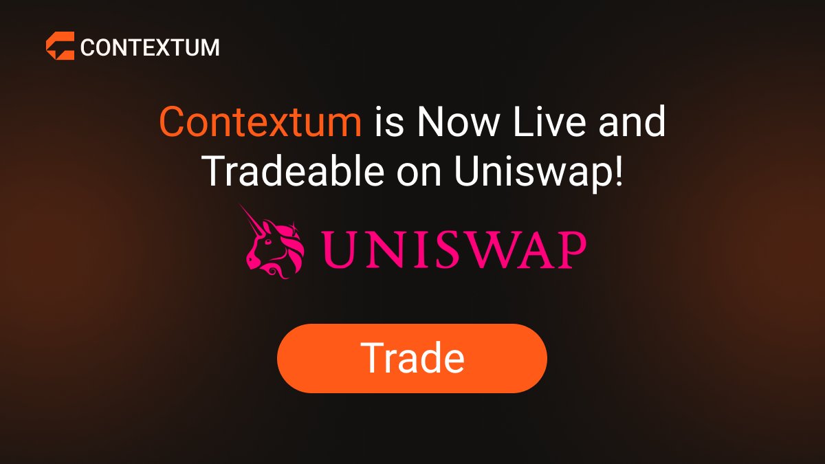 $CTXM is now live and tradable on Uniswap.

$CTXM powers the Contextum protocol, a decentralized solution designed to streamline Model Context Protocol (MCP) server distribution.

🔗 Official CA: 0x49741a568ECa90A3c59B52A08c485320aC98B28B
💧 Trade now:
app.uniswap.org/explore/tokens…