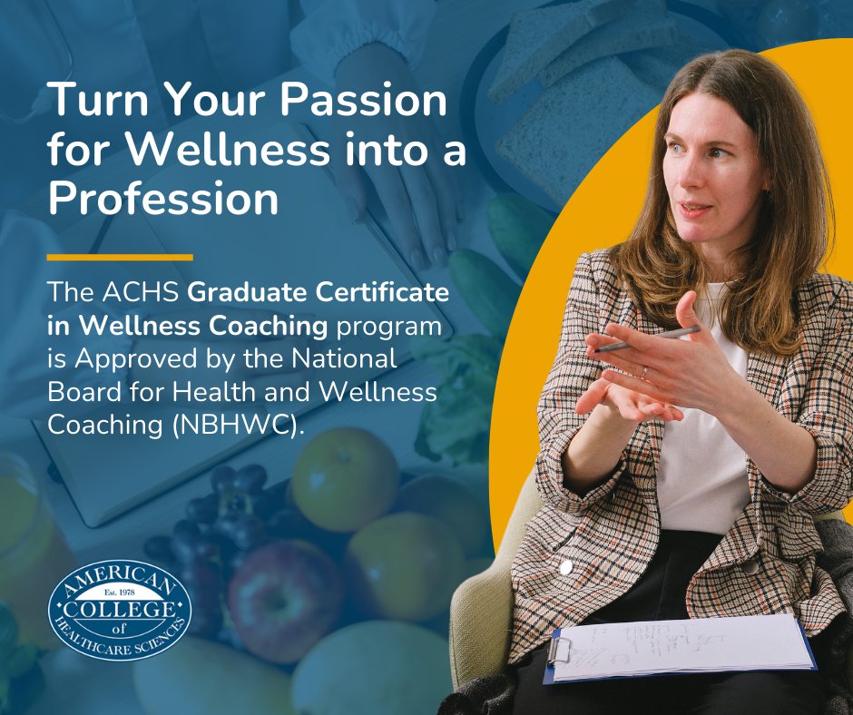 The Graduate Certificate in Wellness Coaching at ACHS is NBHWC-approved ✅—ensuring you receive top-tier, industry-recognized training to become a certified wellness coach.
✨ Take the first step toward a rewarding profession! hubs.li/Q03n7FcH0

#WellnessCoaching