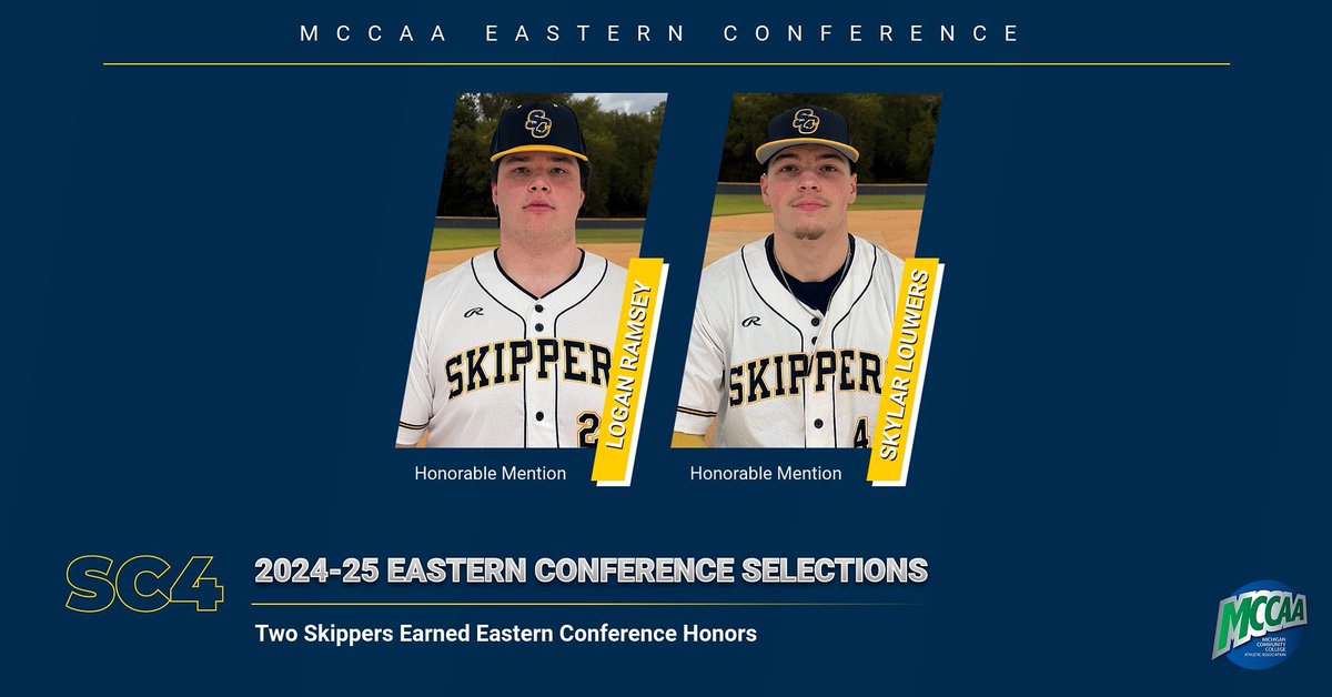 ⚾️Baseball Season Awards⚾️

Congratulations to Logan Ramsey and Skylar Louwers for earning honorable mention in the MCCAA Eastern Conference. 

Go Skippers!💙💛

#skipperpride