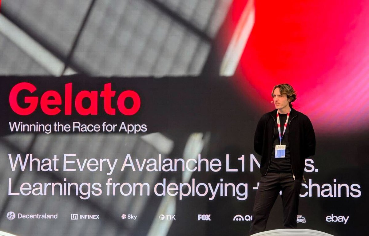Gelato (@gelatonetwork) on Twitter photo Our founder @Hilmar's onstage at <a href="/Avalanche/">Colorado Avalanche</a> Summit London to drop the Avalanche L1 playbook.
→ Smart UX that hides the chain
→ Enterprise-grade infra that never goes down
→ Native interop that moves real liquidity
Full video dropping soon™ Our founder @Hilmar's onstage at <a href="/Avalanche/">Colorado Avalanche</a> Summit London to drop the Avalanche L1 playbook.
→ Smart UX that hides the chain
→ Enterprise-grade infra that never goes down
→ Native interop that moves real liquidity
Full video dropping soon™