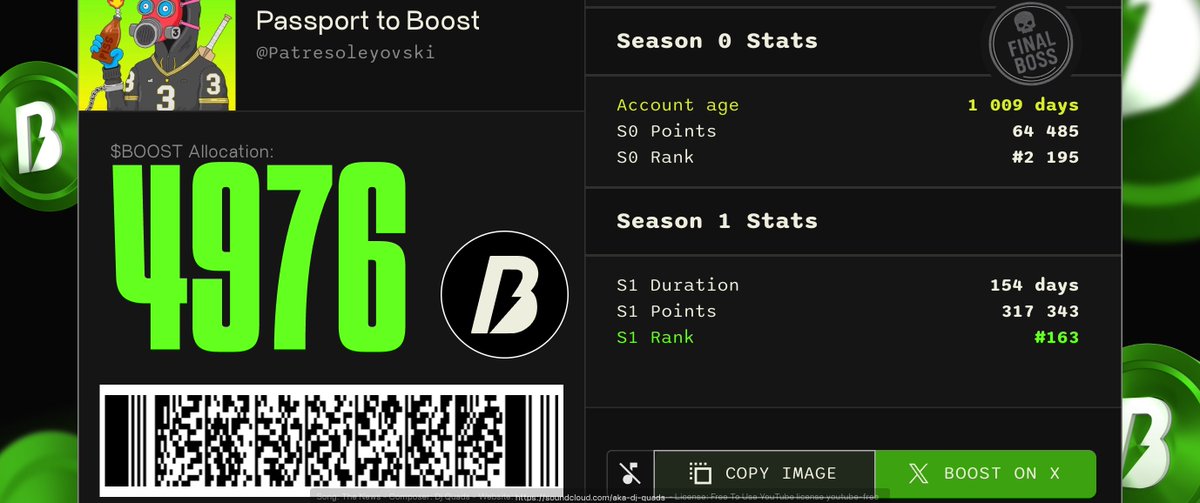 Stamped. Sealed. Boosted.

My BOOST PASSPORT says 4 976 $BOOST &amp; a Final Boss stamp.

Most of you didn't make it. I'm not most of you.
alphabot.app/boost