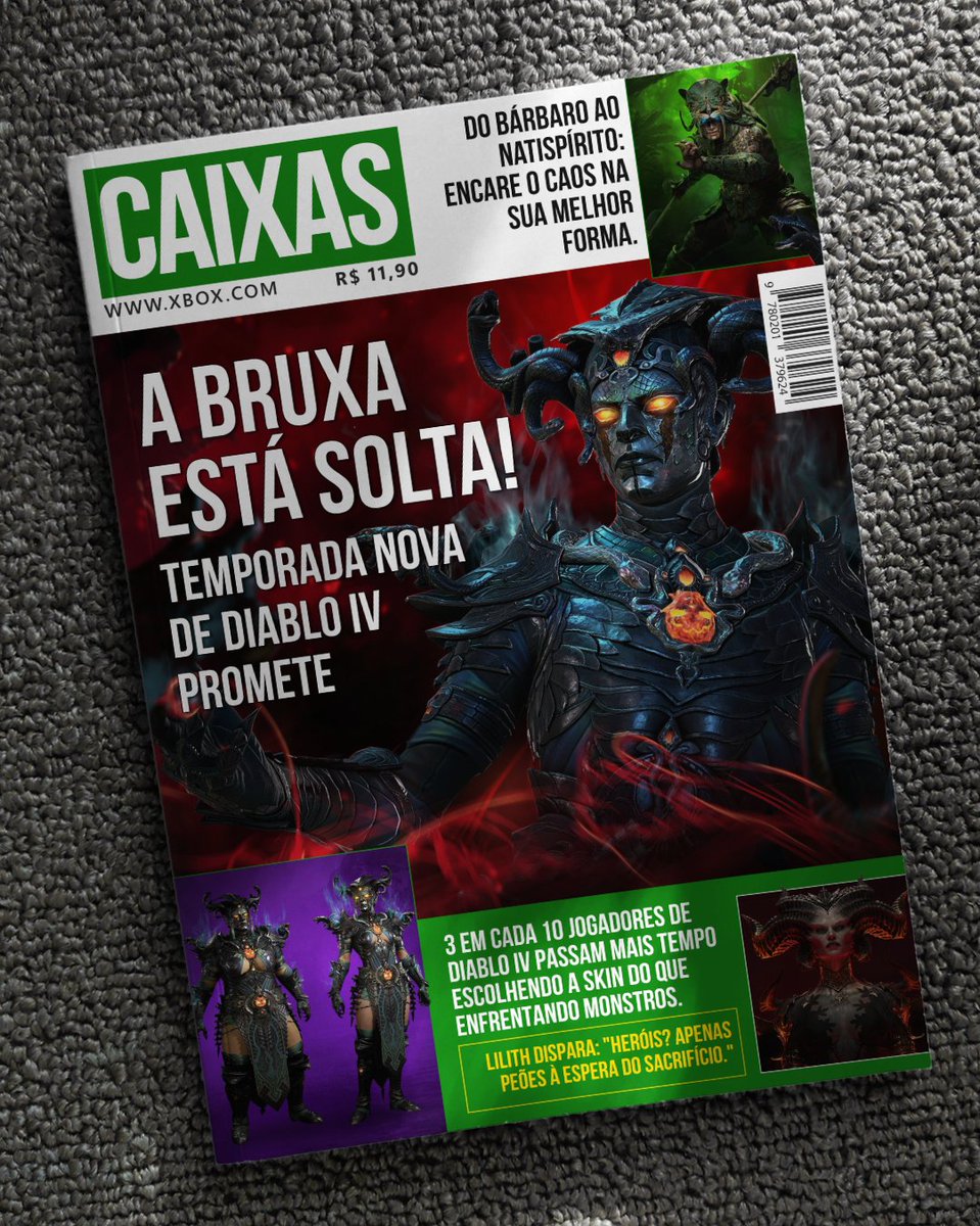 Na batalha entre o Paraíso Celestial e o Inferno Ardente, a sua skin pode fazer toda a diferença! Confira dicas infalíveis na nova edição da revista Caixas. 
*Capa meramente ilustrativa, mas ficaram lindonas! 💚