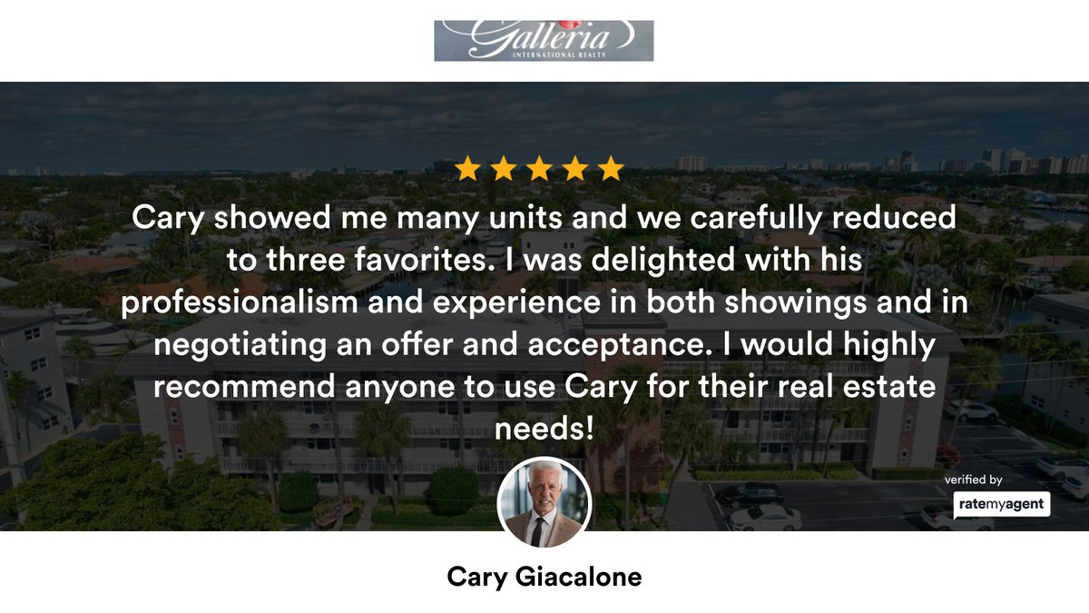 RealtorCaryG's tweet photo. My latest RateMyAgent review in Fort Lauderdale.

https://t.co/saeBDMCL0H

...
#ratemyagent #realestate #Galleria_International_Realty_Fort_Lauderdale_Florida https://t.co/6OIKMRWqlx