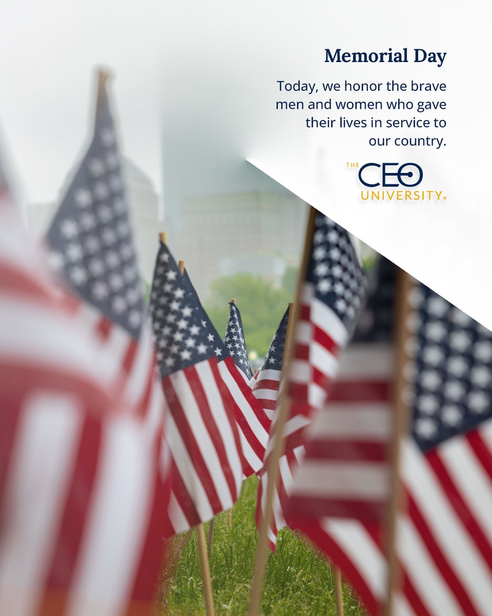 CEO_University's tweet photo. Honoring the Brave. 🇺🇸✨⁣
⁣
Today, we pause to remember and honor the brave men and women who gave their lives in service to our country.

We will never forget!

#ceouniversity #memorialday #honorandremember https://t.co/4rfGi9aj9Y
